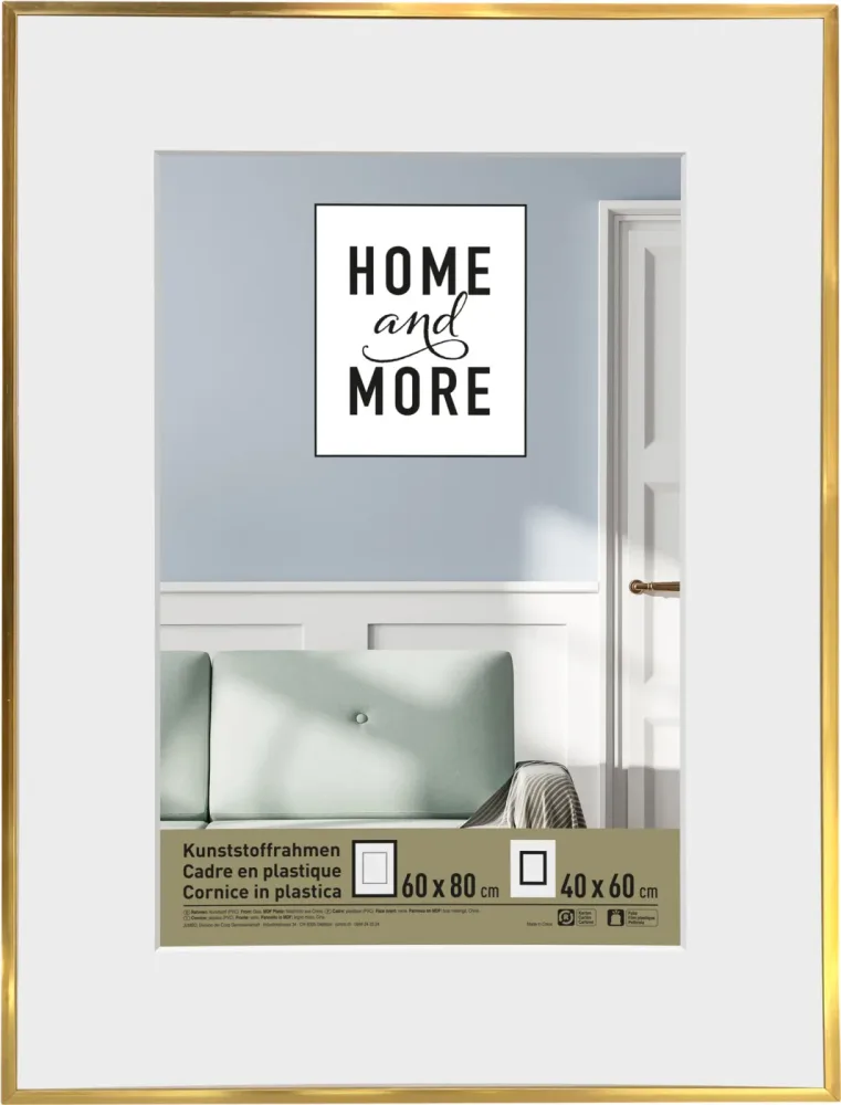 Home and More Kunststoffrahmen L2 | 60 x 80 cm | Gold
