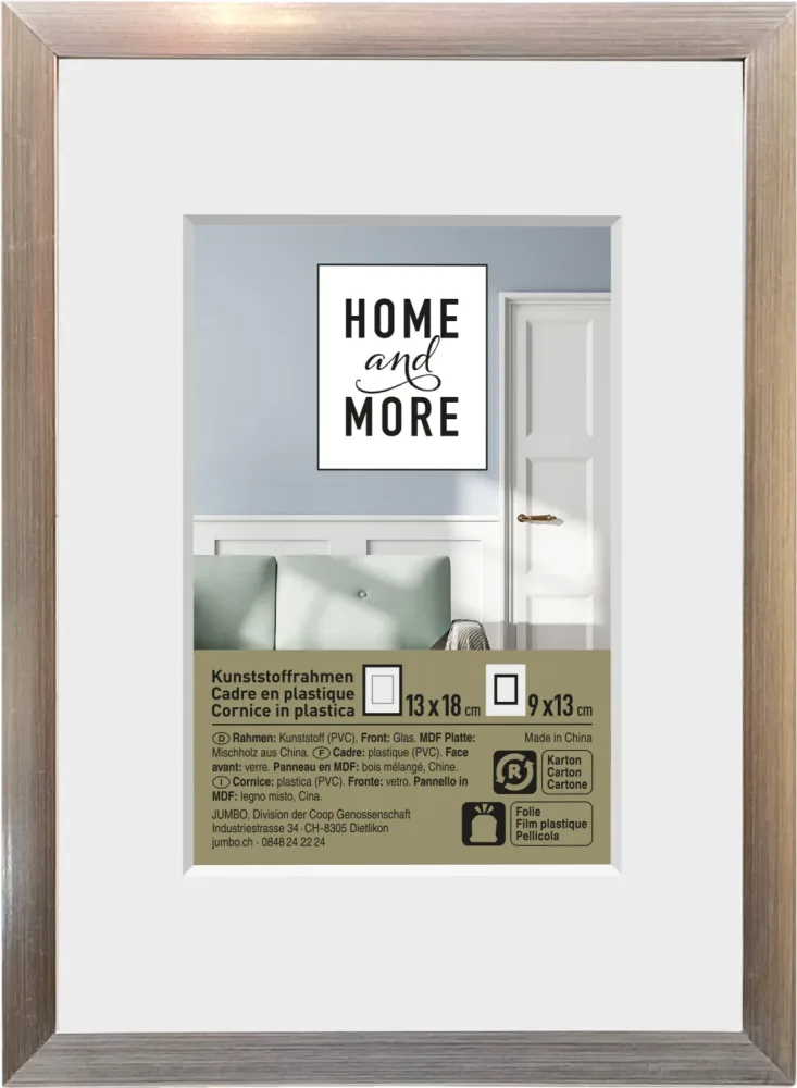 Home and More Kunststoffrahmen L2 | 13 x 18 cm | Silber