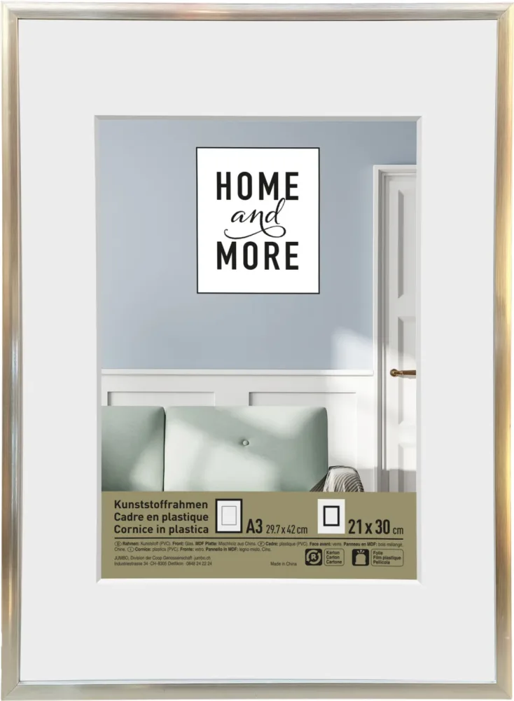 Home and More Kunststoffrahmen L2 | 29.7 x 42 cm | Silber