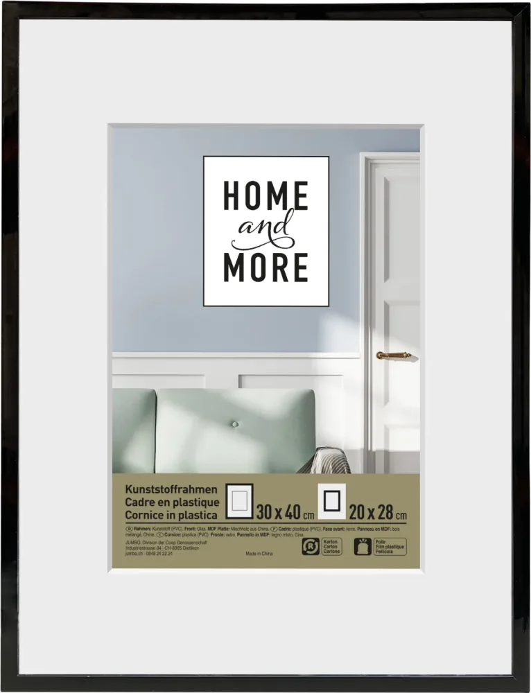 Home and More Kunststoffrahmen L2 | 30 x 40 cm | Schwarz