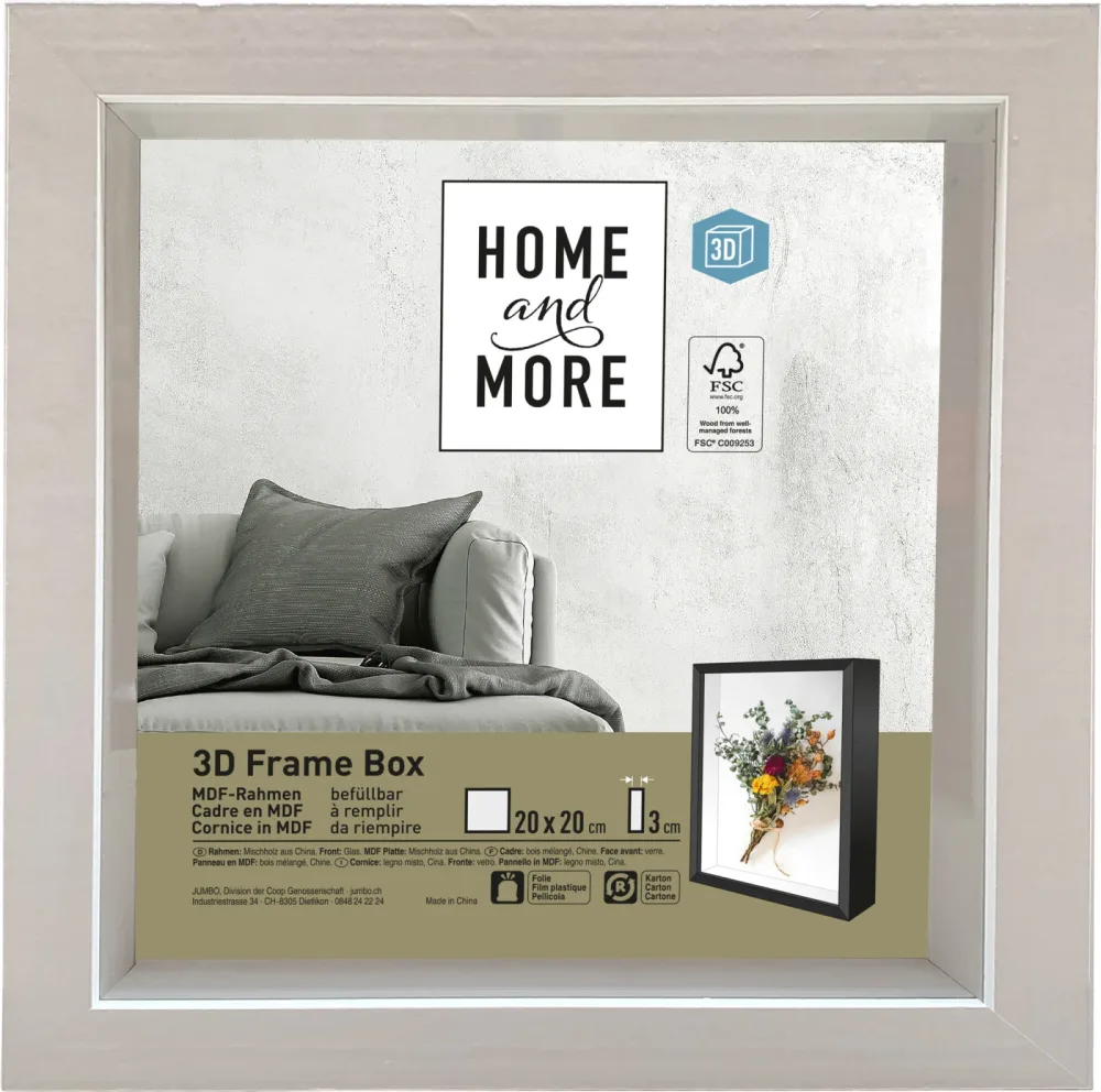 3D Frame Box (befüllbar) 20x20cm weiss