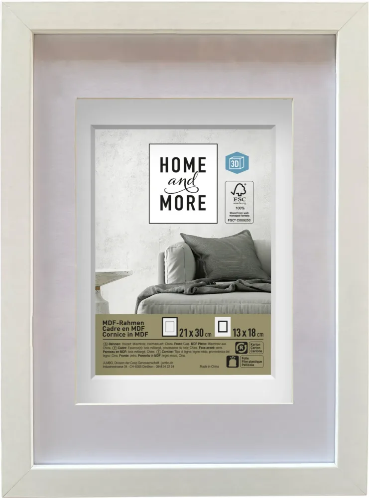 3D Bilderrahmen MDF (Ppt) 21x30cm weiss