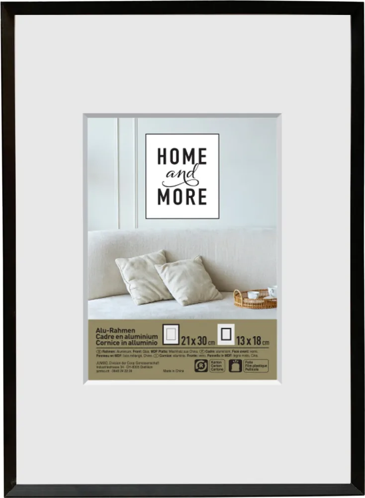 Home and More Aluminiumrahmen L4 | 21 x 30 cm | Schwarz | Aluminium