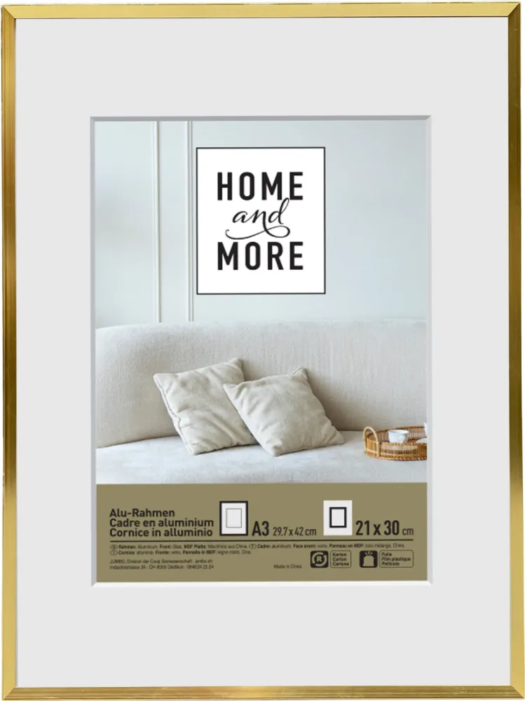 Home and More Aluminiumrahmen L4 | 29.7 x 42 cm | Gold | Aluminium