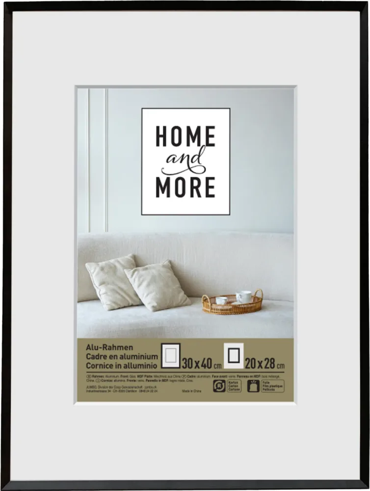 Home and More Aluminiumrahmen L4 | 30 x 40 cm | Schwarz | Aluminium
