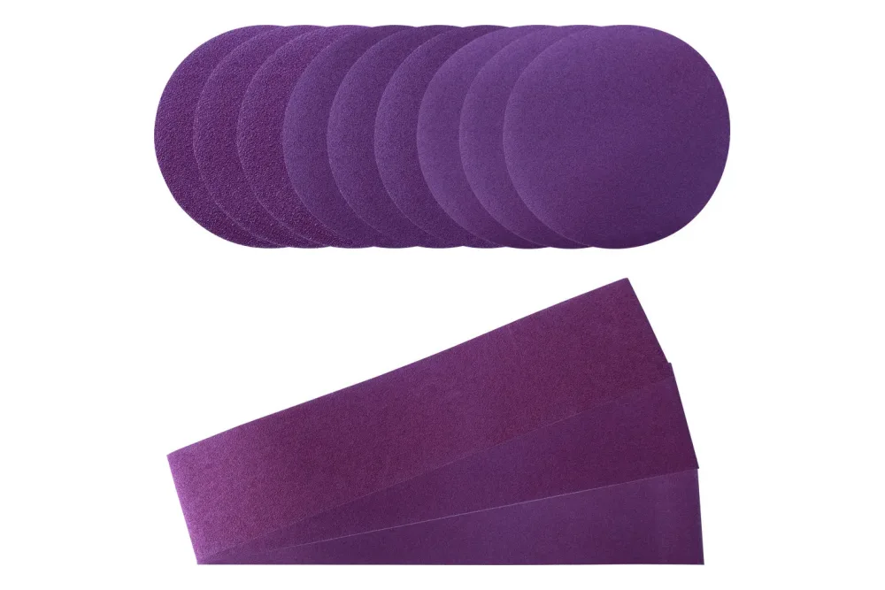 Schleif-Set 12-teilig bestehend aus 9x Rundschleifpapier je 3x K60, K100, K180& 3x Schleifband je 1x K80, K120, K180- passend für Band- und Tellerschleifer Bts900