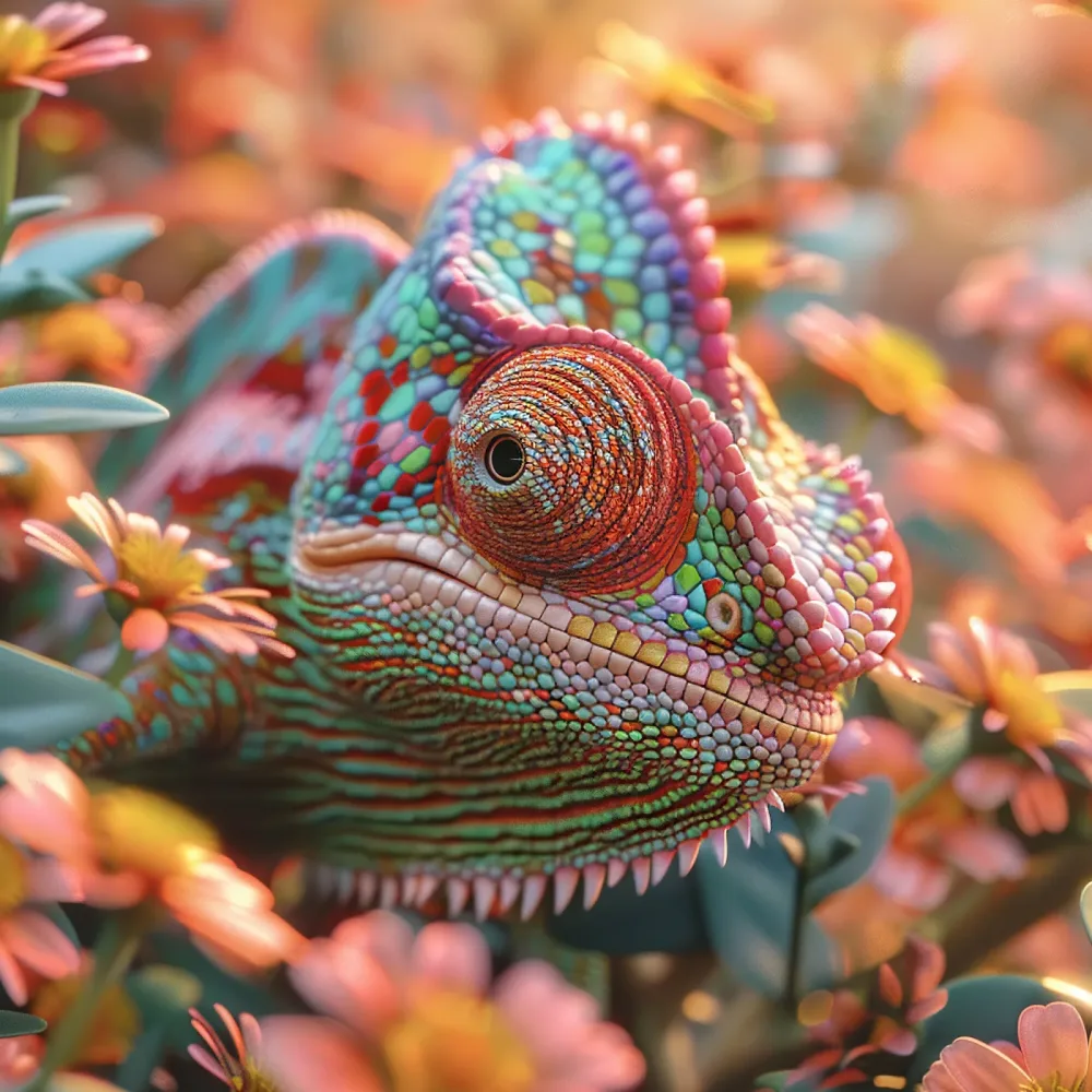 Wandbild 45x45 Cameleon Fleuri