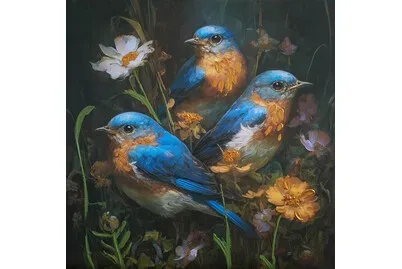 Handpainting 50x50 Th602 Bluebirds I