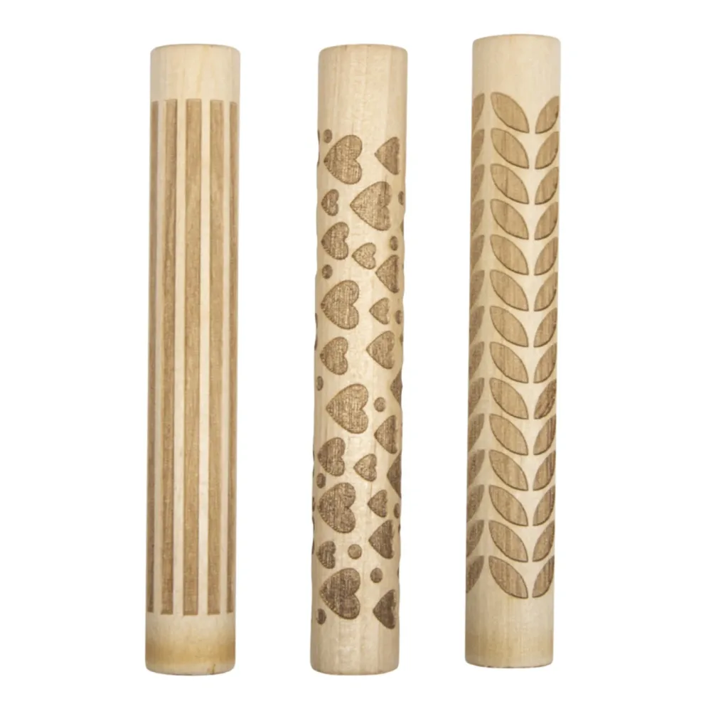 Holz Motivmuster Roller Love, FSC 100%, 11x1,5cm, sortiert, SB-Btl. 3Stück