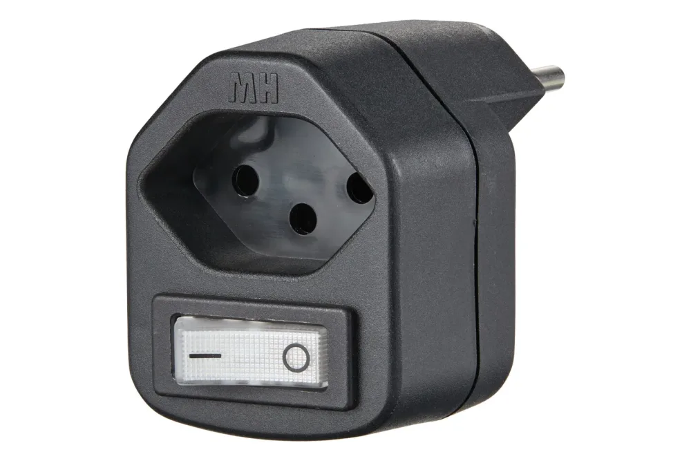Max Hauri AG Abzweigstecker Typ 13 mit Schalter Schwarz