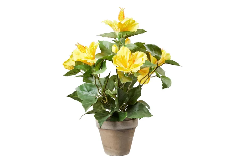 Mica Kunstpflanze Hibiskus im Topf Grau | 30 × 40 cm