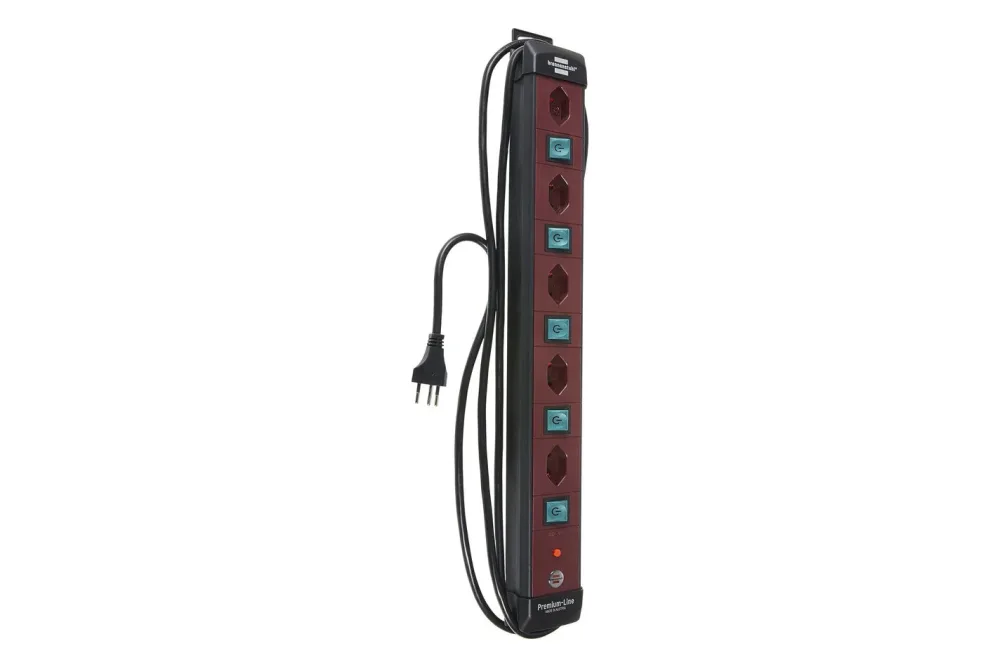 Brennenstuhl 6052077 Steckdosenleiste mit Schalter 5fach Bordeaux, Schwarz CH-Stecker 1 St.