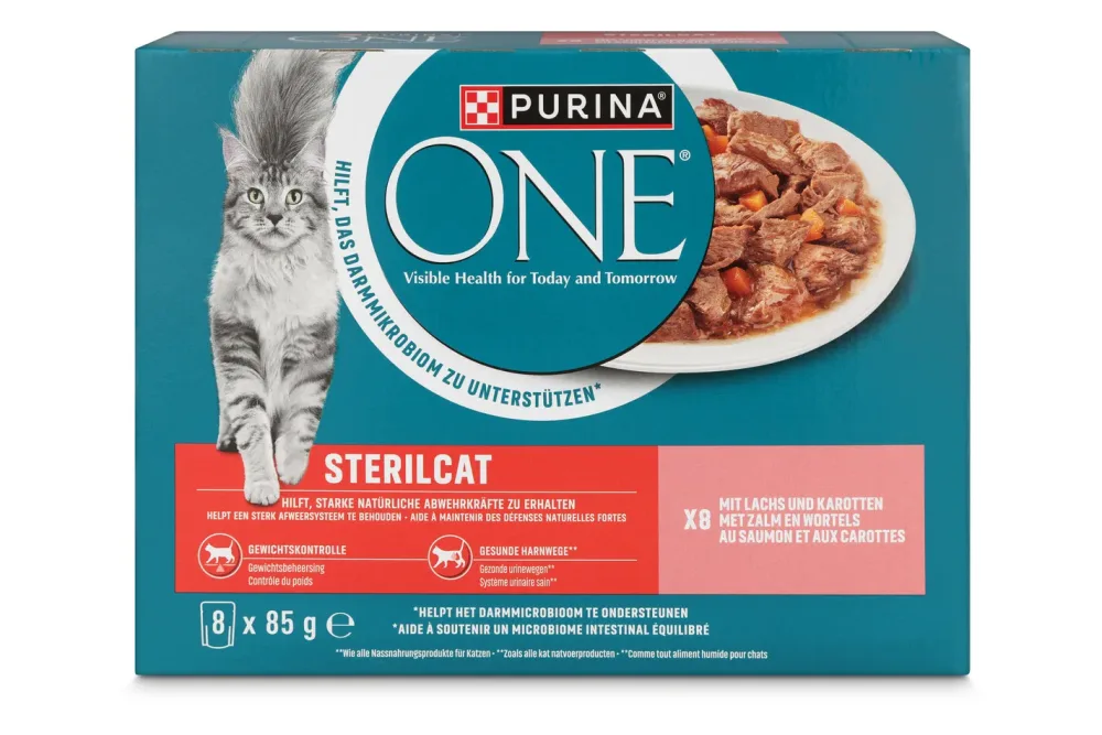 Purina ONE Sterilcat Katzenfutter in Sauce Lachs 8x85g
