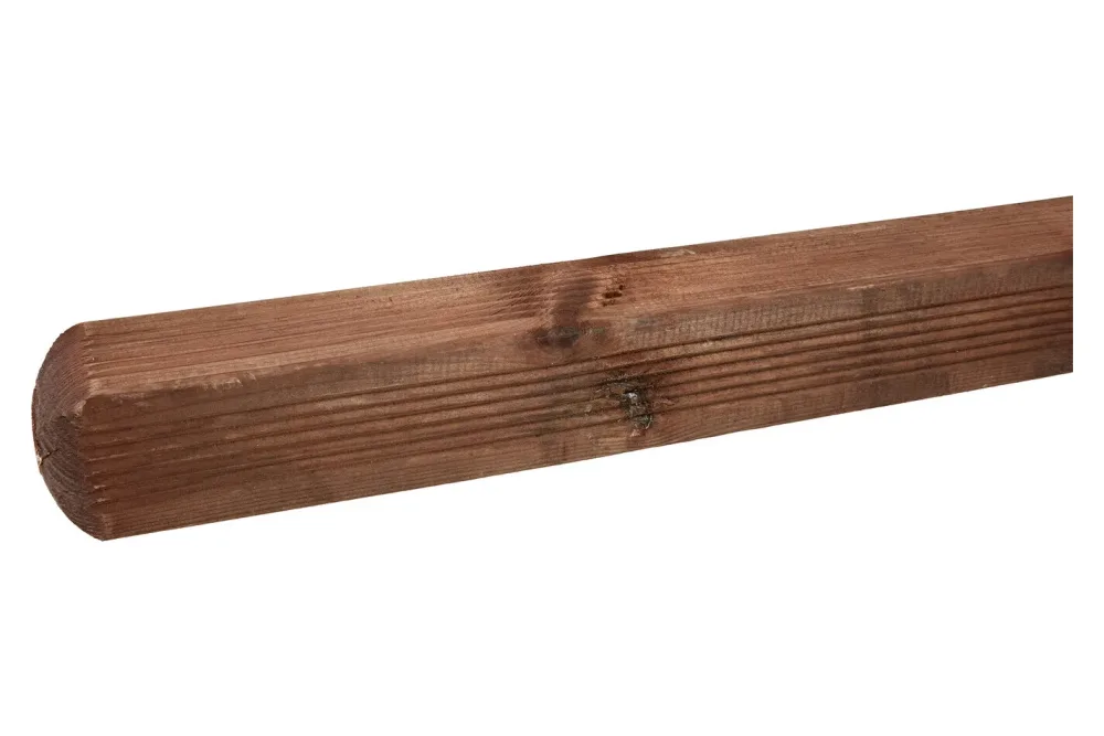 Innovesta Vierkantpfosten mit Bischofmütze, braun imprägniert | 250 x 7 x 7 cm