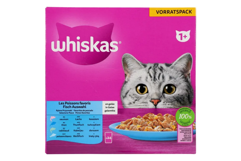 Whiskas Multipack 1+ Fisch Auswahl in Gelee 24 x 85g