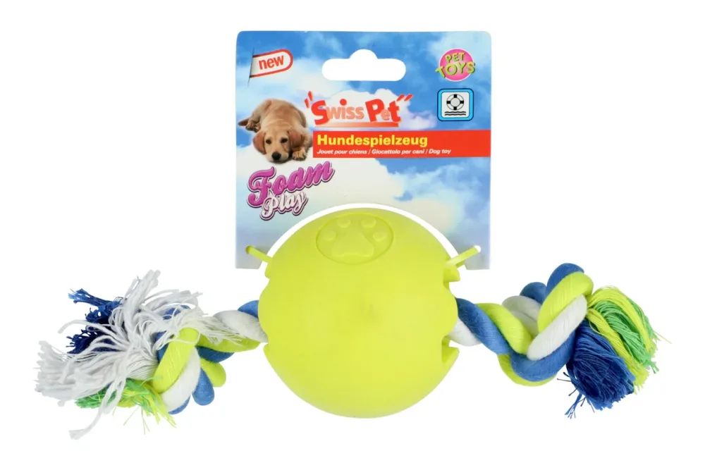 swisspet Foam-Play Ball mit Seil M gelb