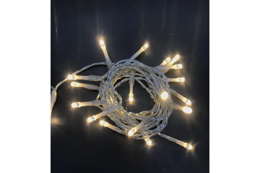 LED Lichterkette 20 warmweiss, Kabel tra