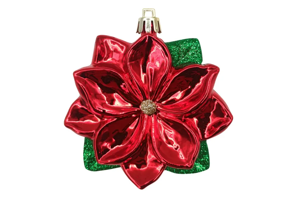 4er Set Baumschmuck Blüten rot/grün