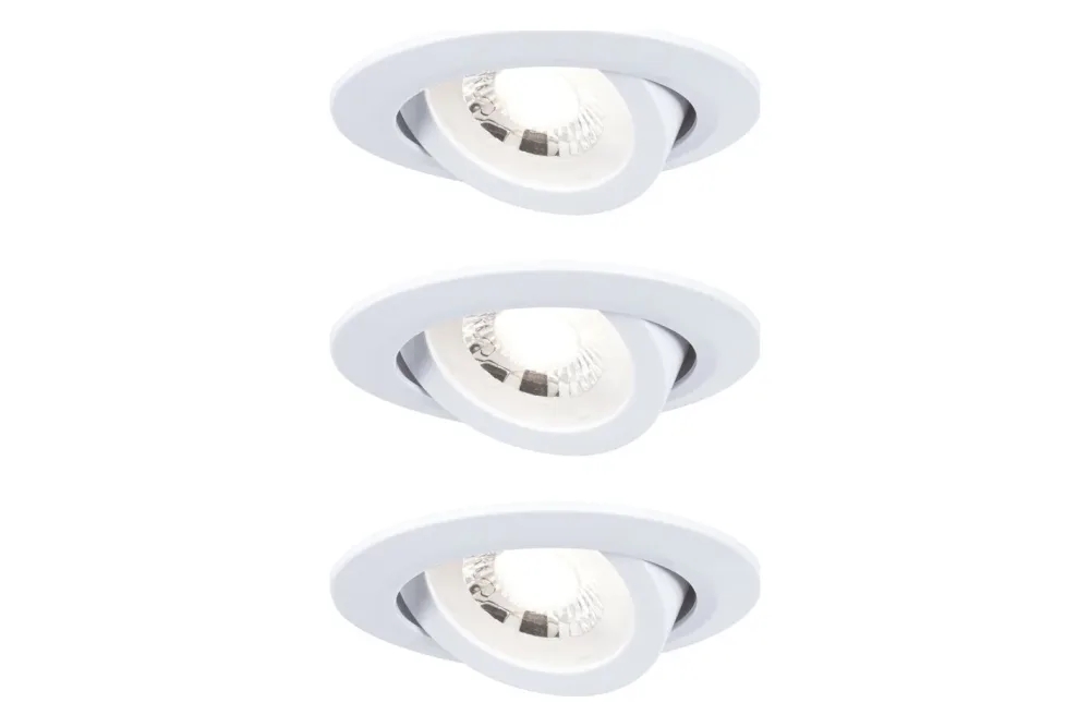 LED Einbauleuchte 3er-Set schwenkbar rund 82mm 70° 3x4.8W 3x450lm 230V 3000K Weiss matt