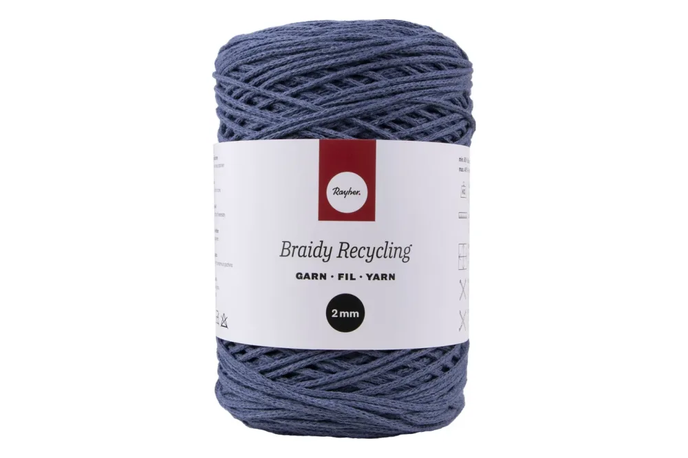 Braidy Recycling Garn, geflochten, 2mm ø, ca. 250m , Knäuel 250g