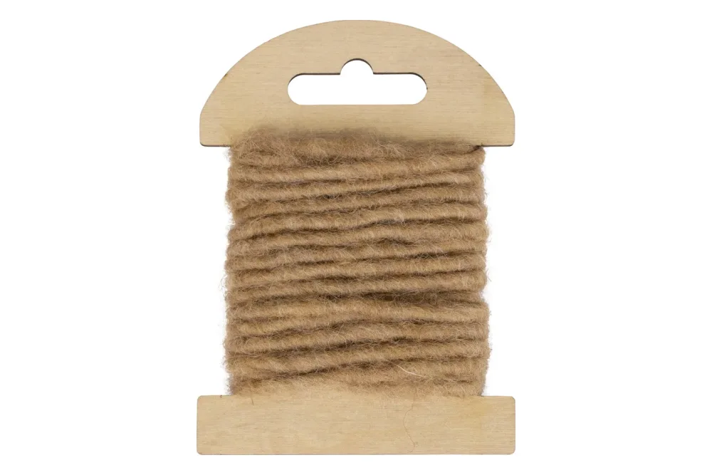 Wollkordel mit Jutekern, 5mm ø, SB-Holzkarte 3,5m