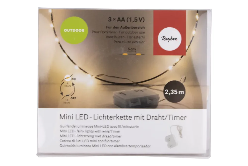 Mini LED-Lichterkette f. Aussenbetrieb, 235cm, 40 LED's, Batteriebetrieb