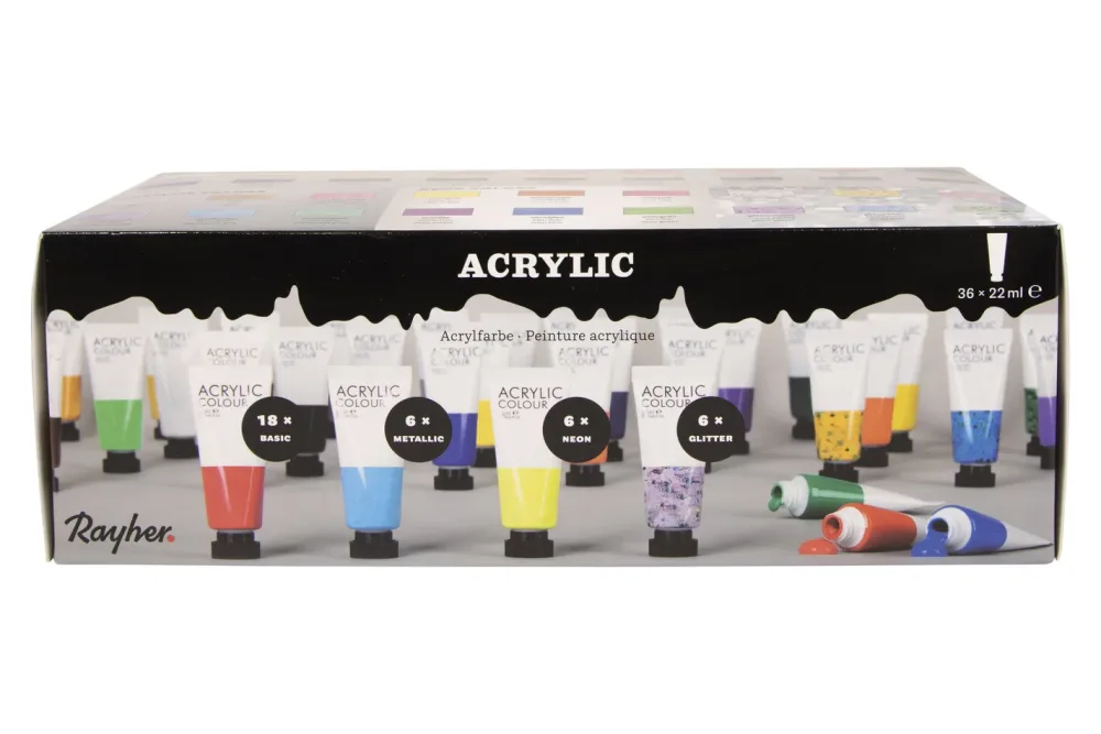 Acrylfarben Künstler Set, 36 Farben x 22ml, Set 792ml