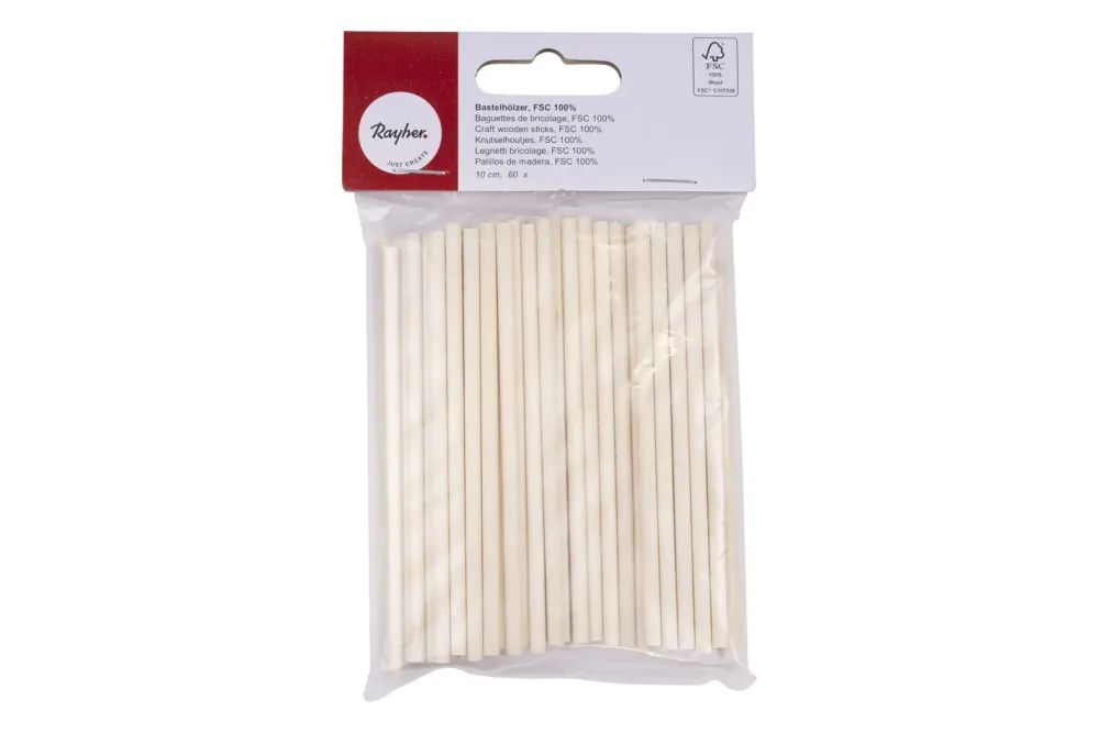 Bastelhölzer, FSC 100%, 4mm ø, 10cm, SB-Btl. 60Stück