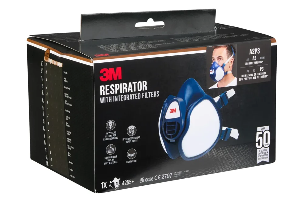 3M Atemschutzmaske A2P3 | integrierte Filter | 4255