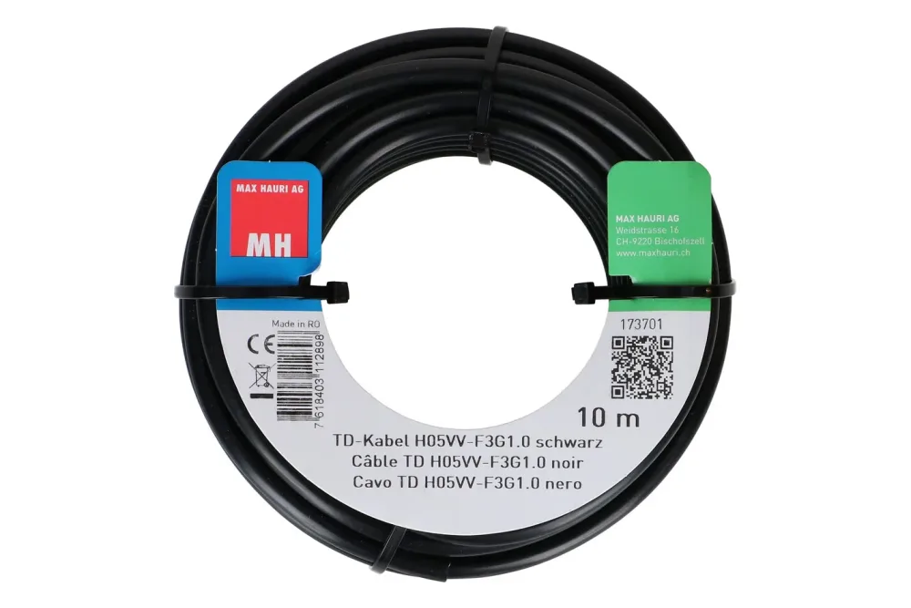 Max Hauri AG TD-Kabel H05Vv-F3G1.0 10m schwarz