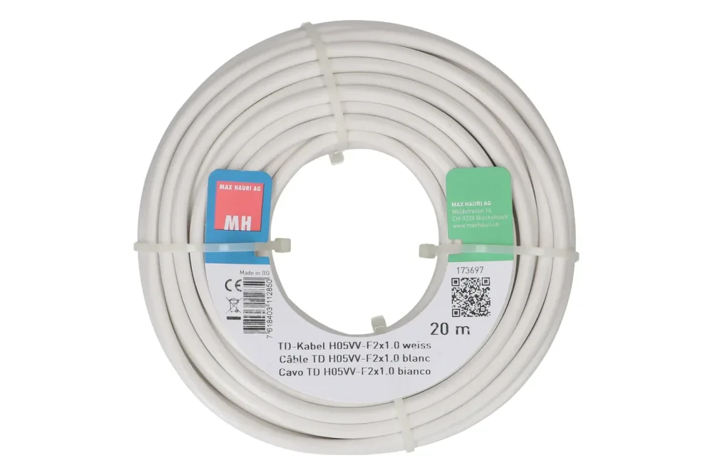 Max Hauri AG TD-Kabel H05Vv-F2X1.0 20m weiss