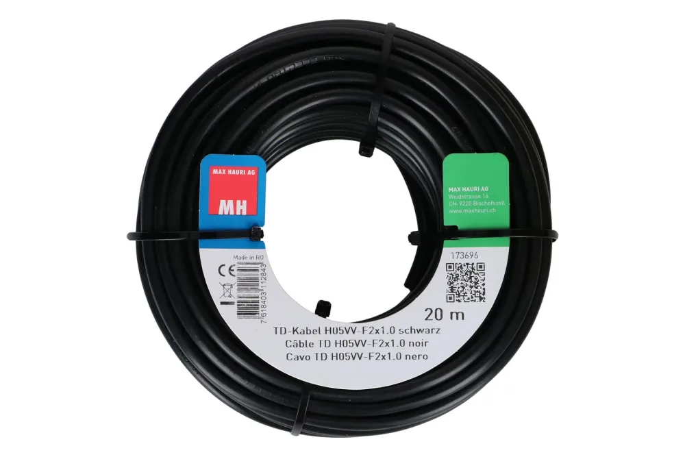 Max Hauri AG TD-Kabel H05Vv-F2X1.0 20m schwarz