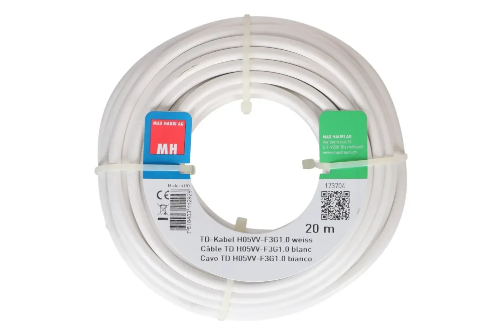Max Hauri AG TD-Kabel H05Vv-F3G1.0 20m weiss