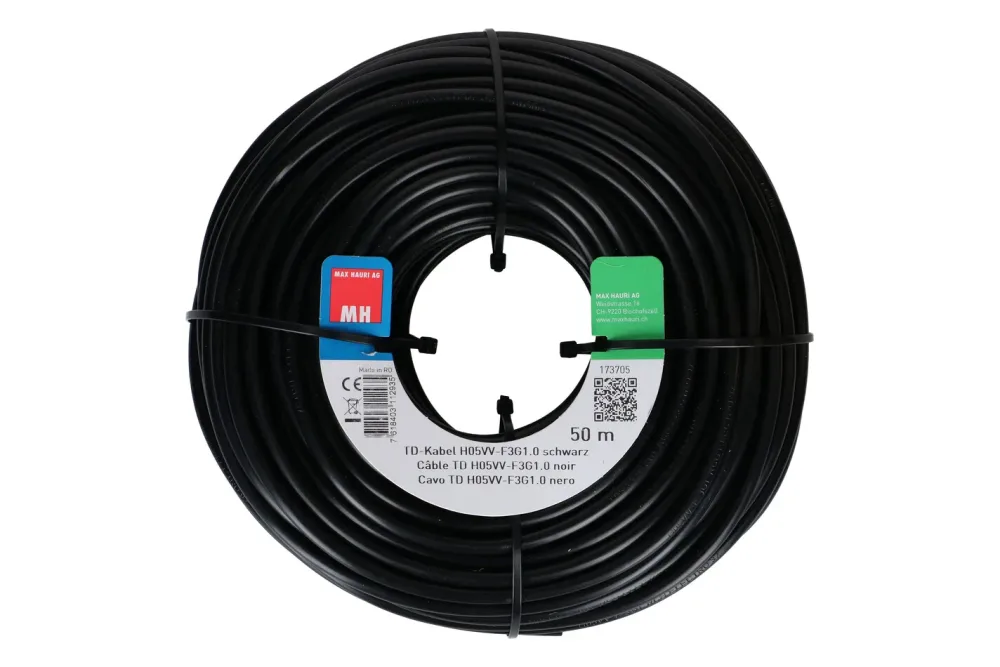 Max Hauri AG TD-Kabel H05Vv-F3G1.0 50m schwarz