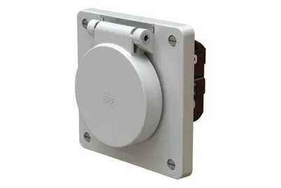 Modino Exo Steckdose 1x Typ 25 Einsatz +Frontset exo Ip55 lichtgrau