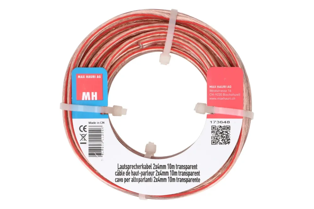 Max Hauri AG Lautsprecherkabel 2x4.0mm² 10m transparent