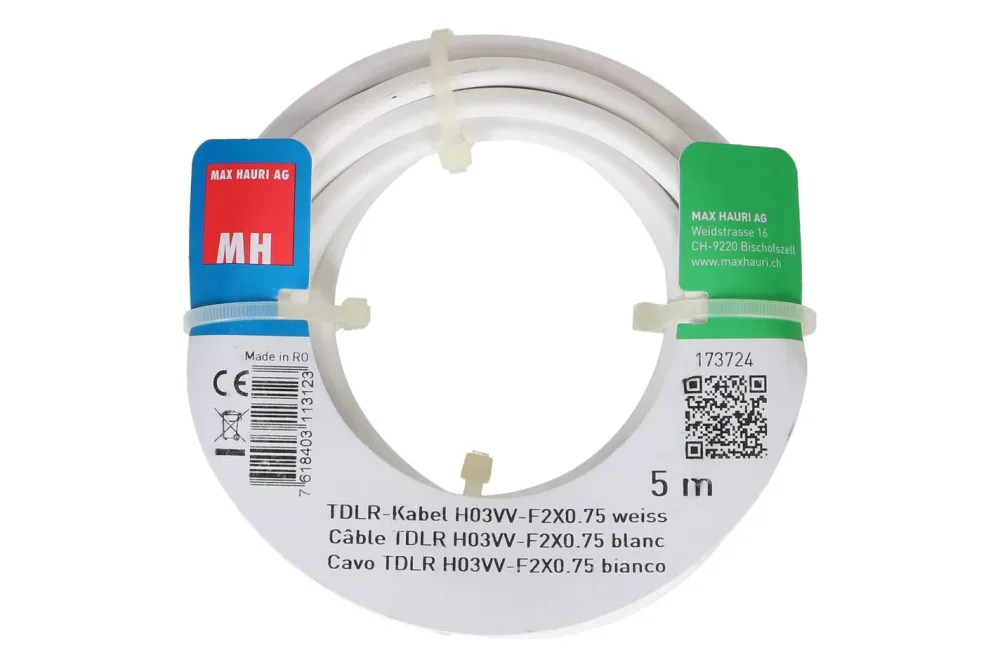 Max Hauri AG TDLR-Kabel H03Vv-F2X0.75 5m weiss