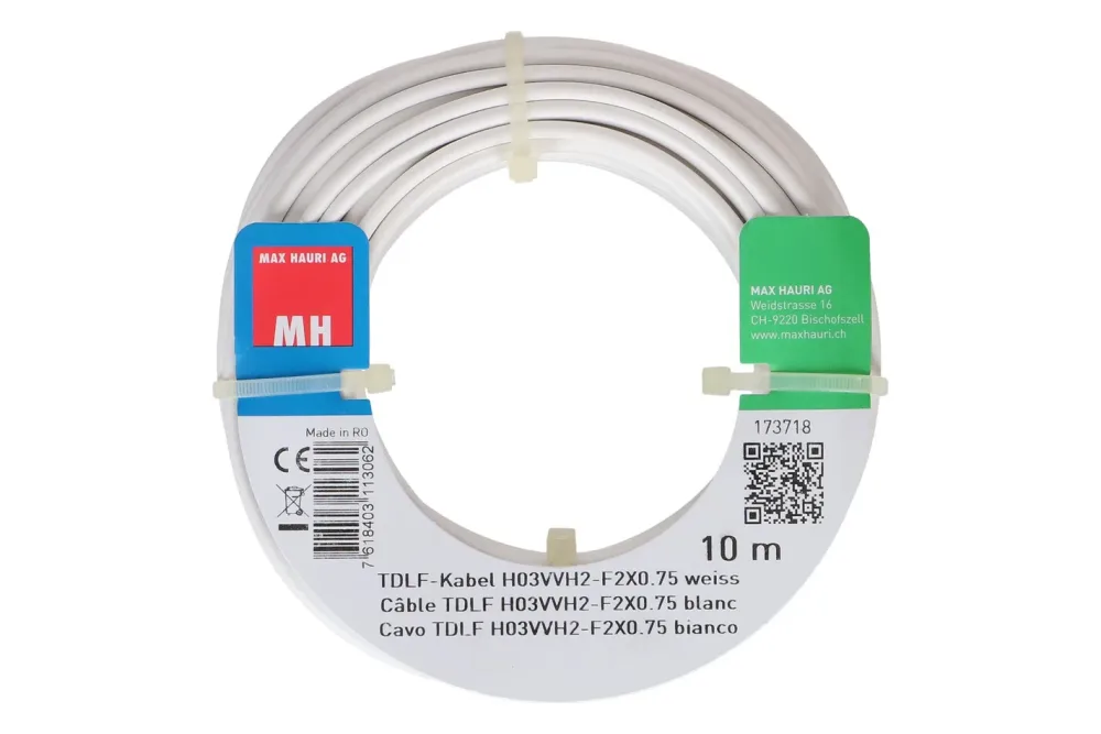 Max Hauri AG TDLF-Kabel H03Vvh2-F2X0.75 10m weiss