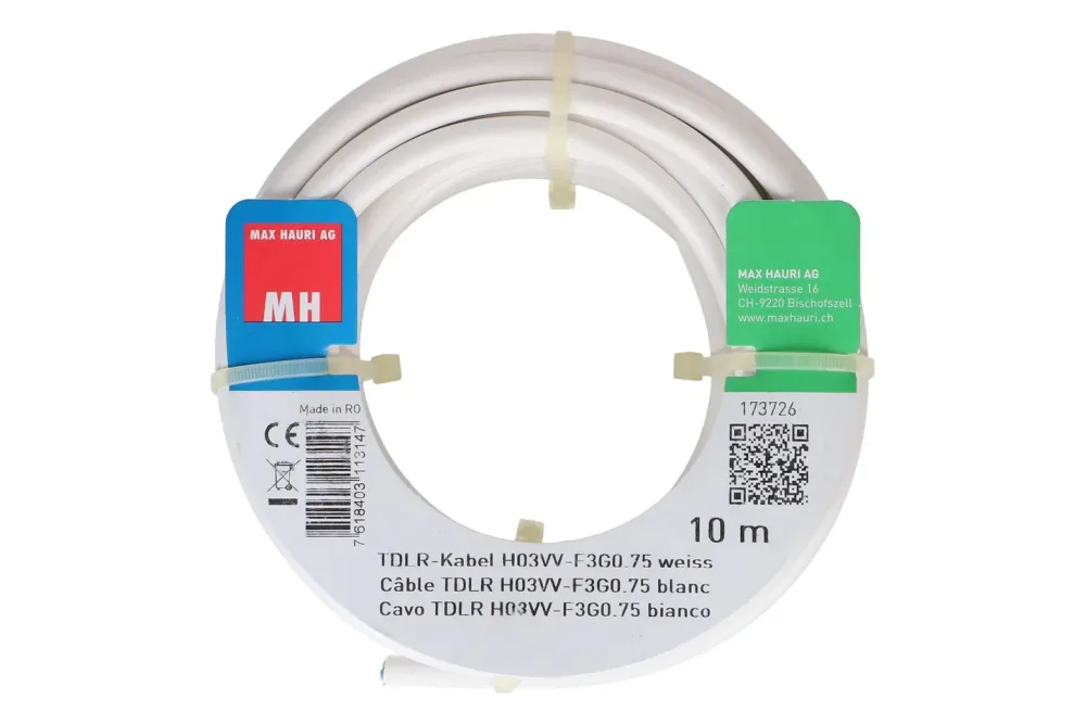 Max Hauri AG TDLR-Kabel H03Vv-F3G0.75 10m weiss