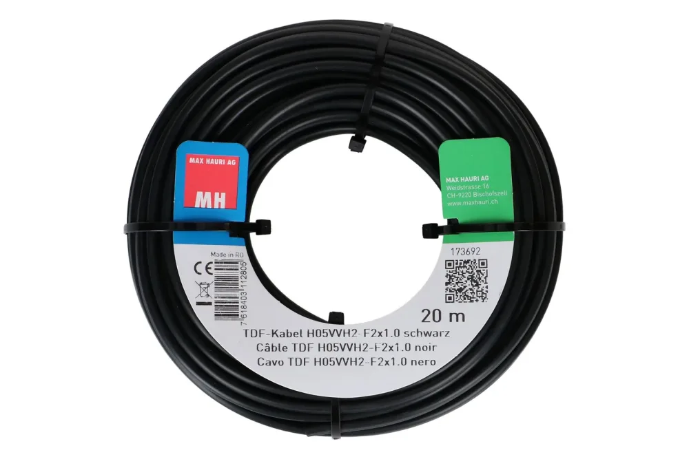 Max Hauri AG TDF-Kabel H05Vvh2-F2X1.0 20m schwarz