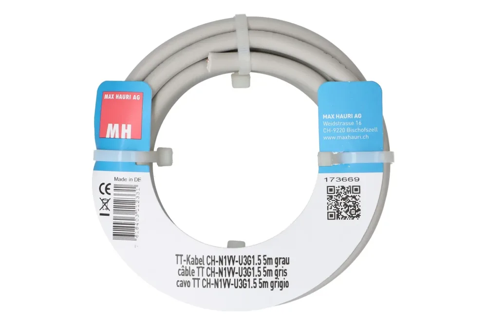 Max Hauri AG TT-Kabel Ch-N1Vv-U3G1.5 5m grau