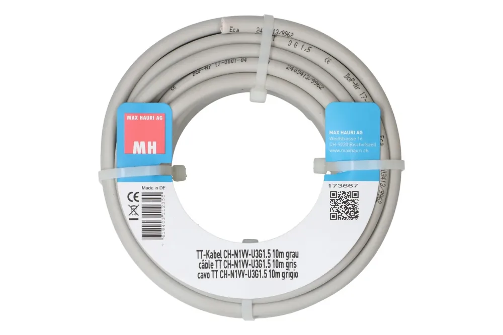 Max Hauri AG TT-Kabel Ch-N1Vv-U3G1.5 10m grau