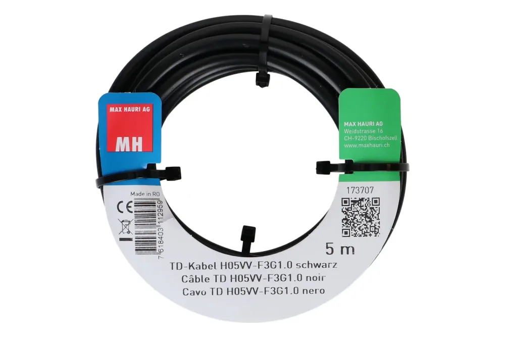 Max Hauri AG TD-Kabel H05Vv-F3G1.0 5m schwarz