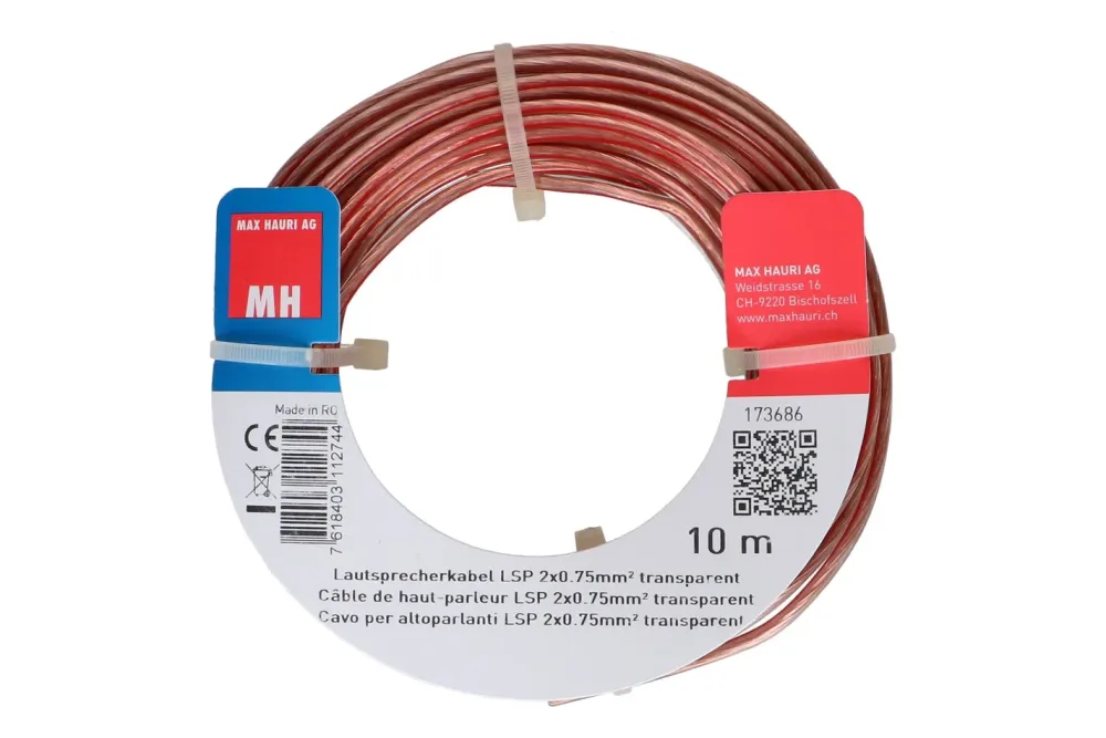 Max Hauri AG Lautsprecherkabel 2x0.75mm² 10m transparent