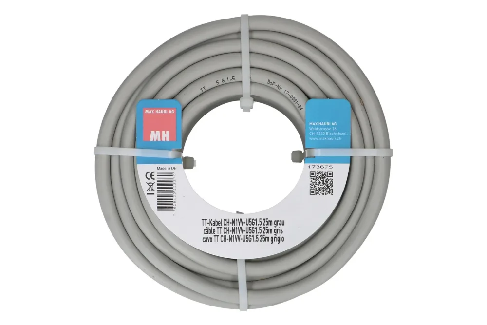Max Hauri AG TT-Kabel Ch-N1Vv-U5G1.5 25m grau