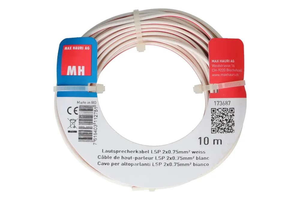 Max Hauri AG Lautsprecherkabel 2x0.75mm² 10m weiss
