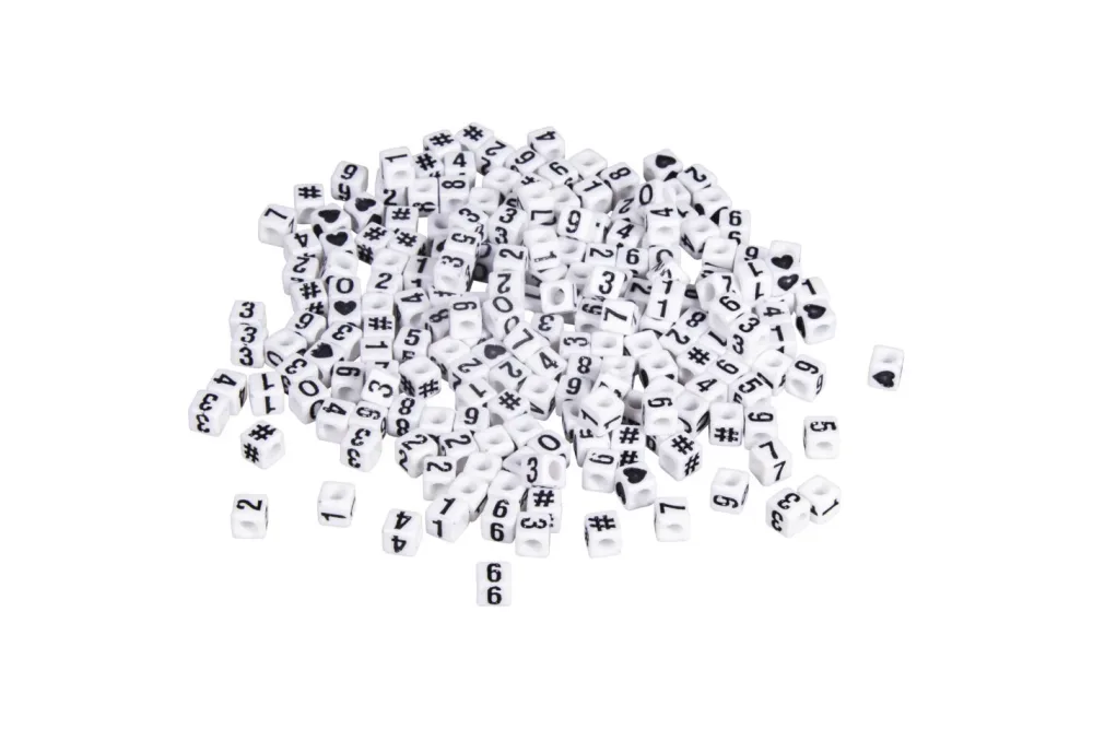 Plastik-Zahlen-Perlen Würfel, 5x5mm, SB-Blister 40g