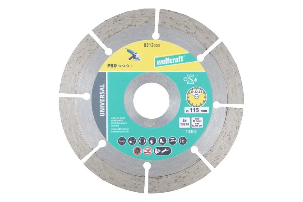 Wolfcraft 8313000 Diamanttrennscheibe 115 mm 1 St. Mauerwerk, Baustellenmaterialien, Beton