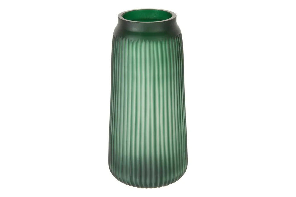 Glasvase mit Rillen grün h36cm