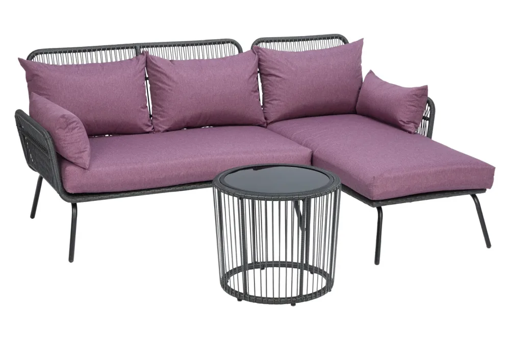 Home and More Lounge-Set Chelsea 3-Teilig | Anthrazit, Lila